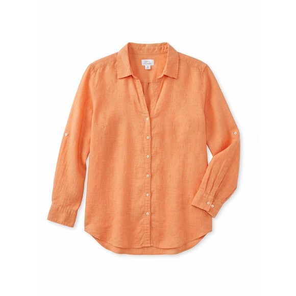 Sigrid Olsen Tops - Sigrid Olsen 2X Linen Top Plus Button Down Boho Beach Resort Fall Orange